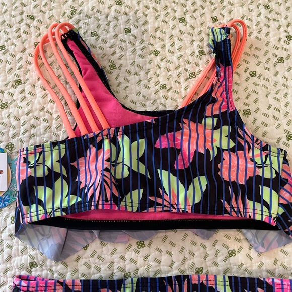 Breaking Waves Girl’s 2pc Bikini High Waisted Bottom  Swimsuit, Size 6/6X - Picture 6 of 11